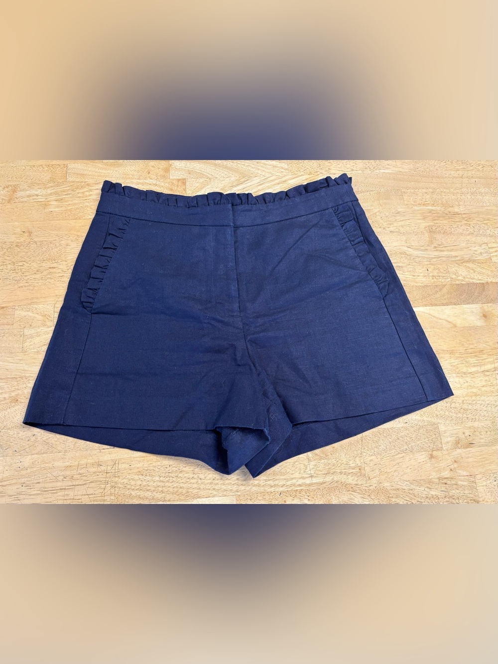J. Crew Navy High-Waist Ruffle Trim Shorts